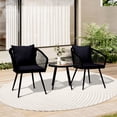 thumbnail image 3 of 3 Piece Outdoor Furniture Patio Bistro Set Balcony Furniture Durable String Conversation Sets Outdoor Patio Chairs Set for Porch Poolside Garden, 3 of 8