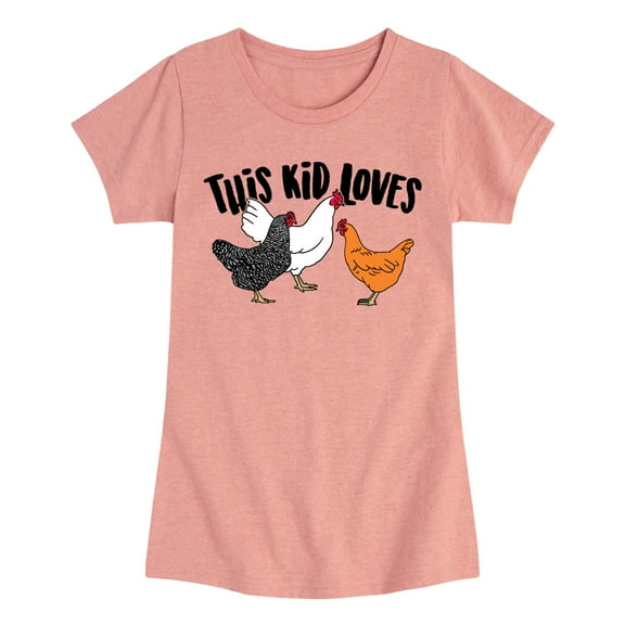 Instant Message - This Kid Loves Chickens - Toddler & Youth Girls Short Sleeve Graphic T-Shirt