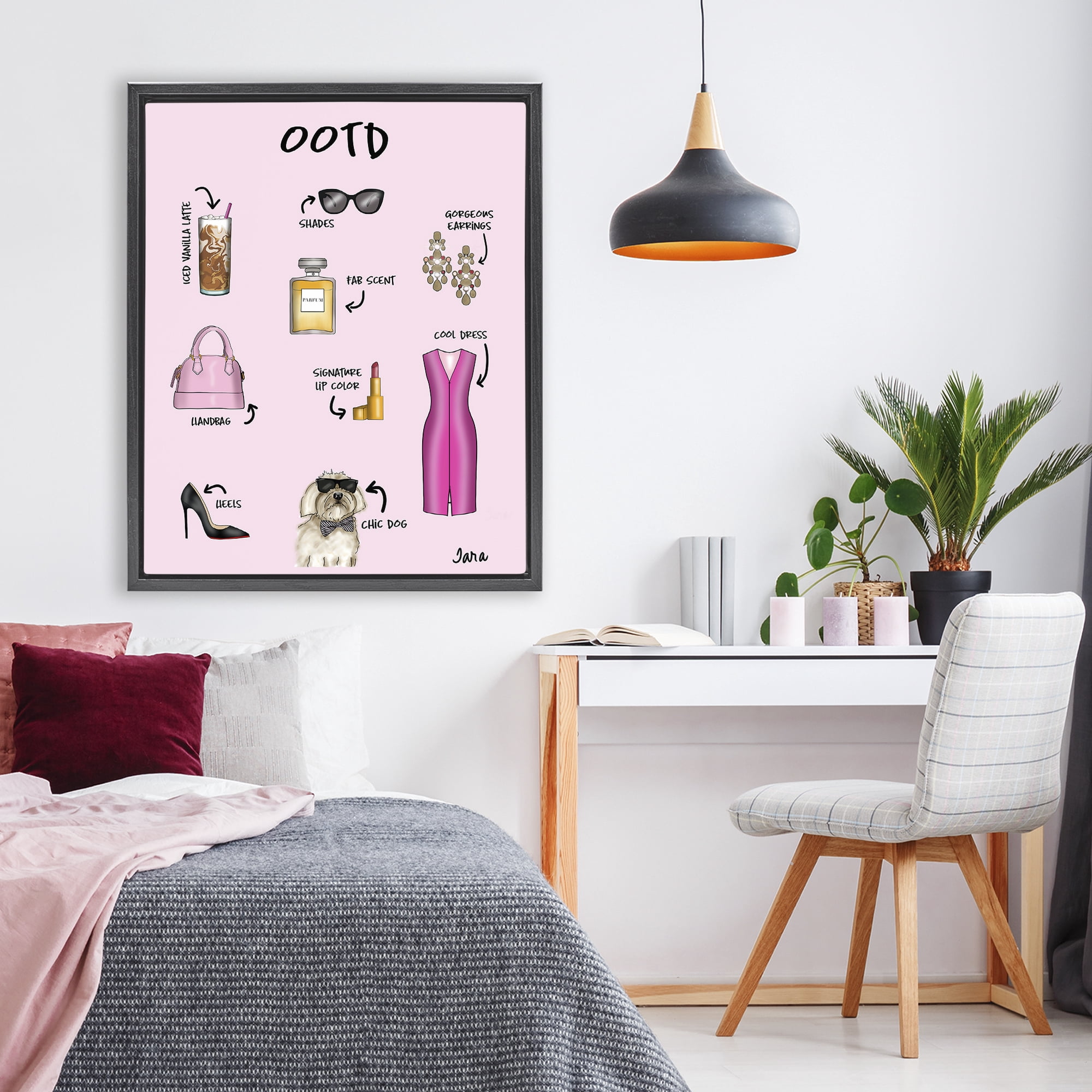 Stupell Industries Feminine Glam Outfit of the Day Black Framed Floater Canvas Wall Art, design by Tara Boone