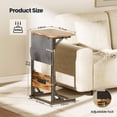 thumbnail image 3 of C Shaped End Table with Charging Station and Storage Bag, C Shaped Side Table for Couch, Sofa Side Table with Foldable Function End Table for Living Room Bedroom, Brown, 3 of 8