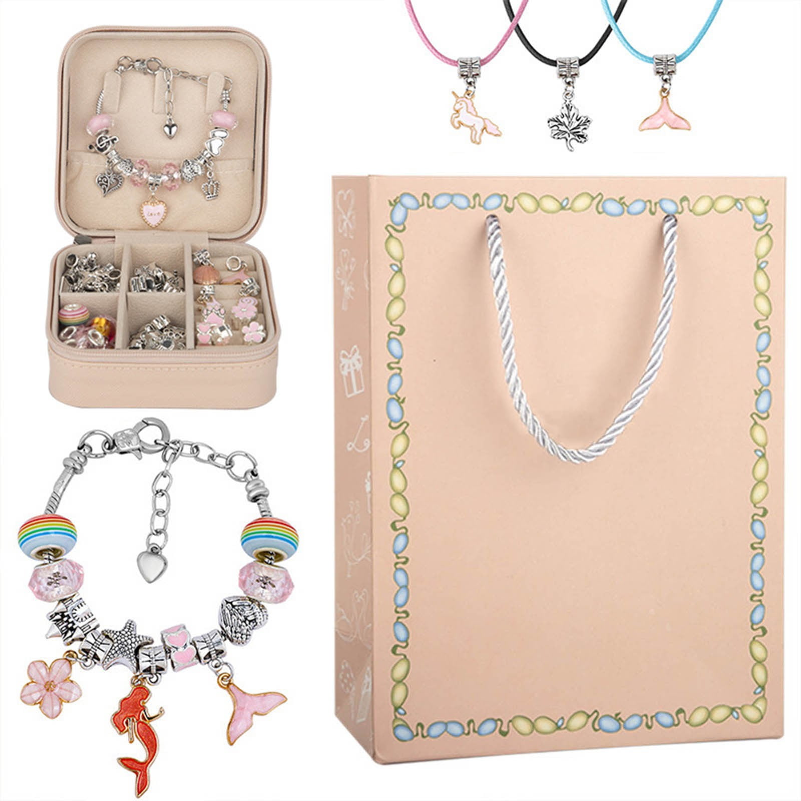  atcryih Charm Bracelet Making Kit, 66 Pcs Charm Bracelet Making  Kit Jewelry Making Supplies, Gift Boxed Charm Bracelet Girl DIY Craft Gift  Kit for Teen Girls Crafts for Girls Ages 5-12 (