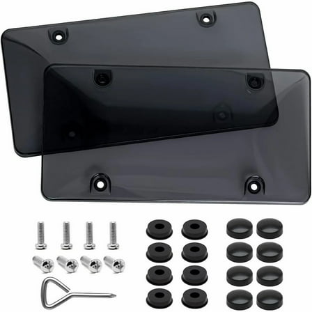 2 Pcs License Plates Cover Black Unbreakable Dark Design,Fits All Standard 6x12 inches License Plates,Protect Your Front & Back License Plates