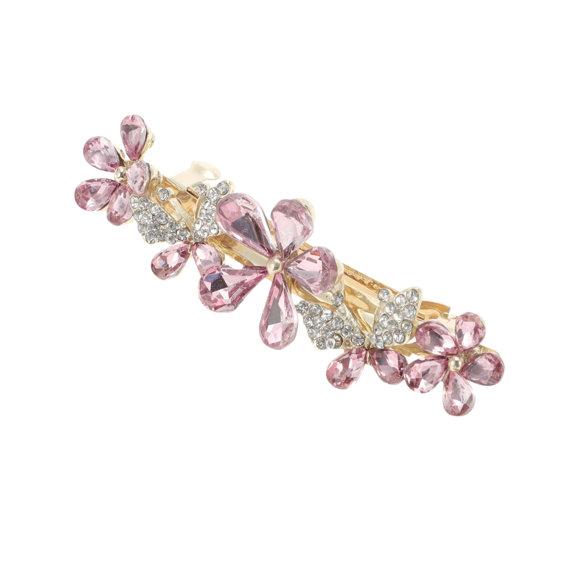 Unique Bargains Butterfly Flower French Barrette Hair Clips Purple for Women