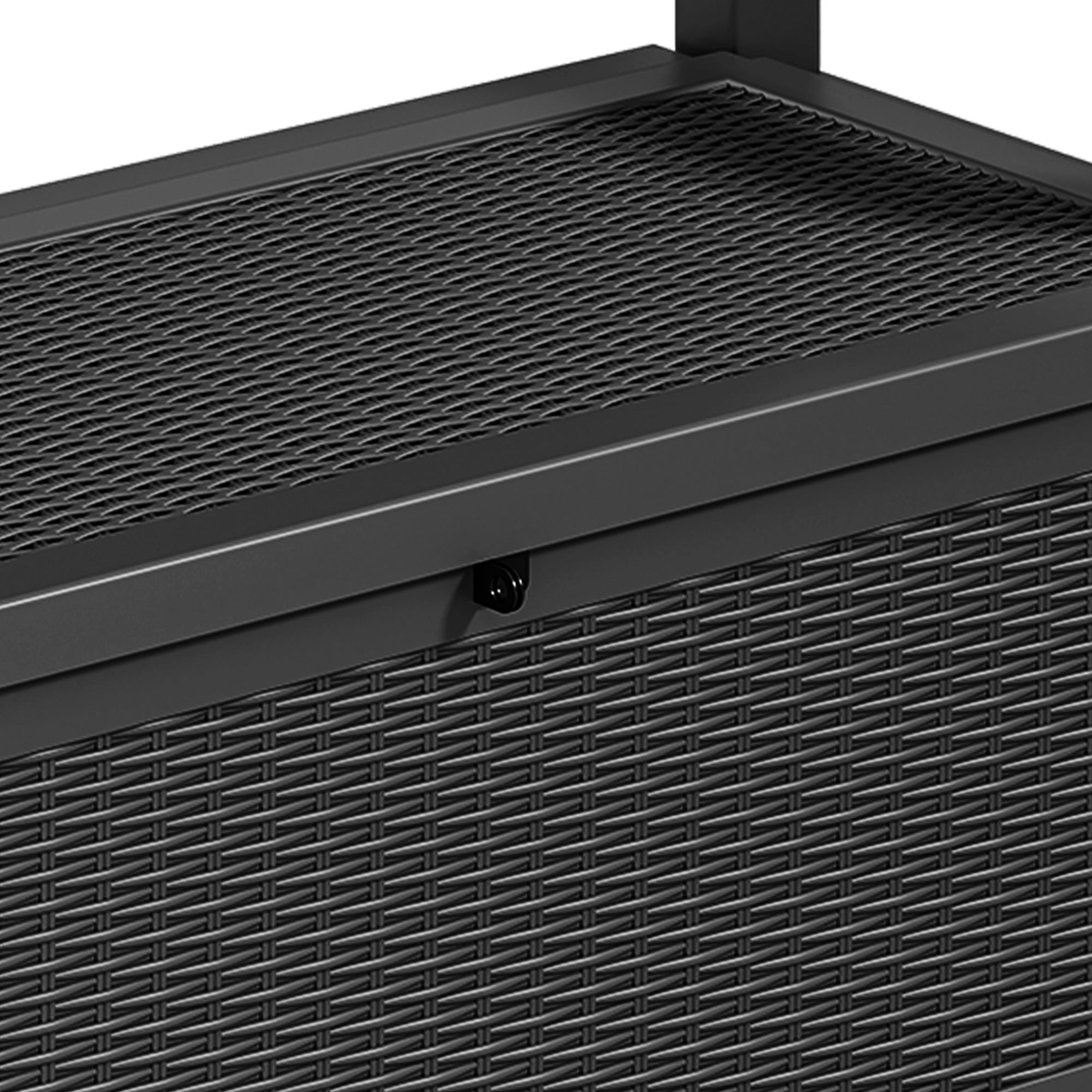 Uforic 70 Gallon Outdoor Resin Deck Bench, Waterproof & Lockable Storage Box  Bench with Armrests for Garden Patio, Black