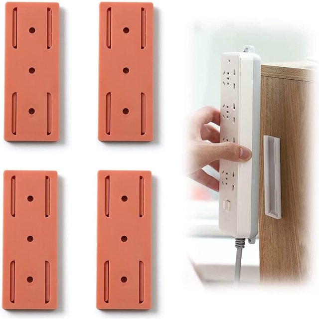 HUGFEGWE Self-Adhesive Desktop Socket Fixer, 2023 New Self Adhesive Power Strip Holder, Desktop mountable Plug-in Socket Fixer Bracket Stand, Cable Management Punch Free Surge Protector CJ25311-230