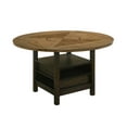 thumbnail image 3 of 5Pc Counter Height Dining Set Round Table Lazy Susan Brown/Gray Upholstered Chairs Wooden Furniture, 3 of 7