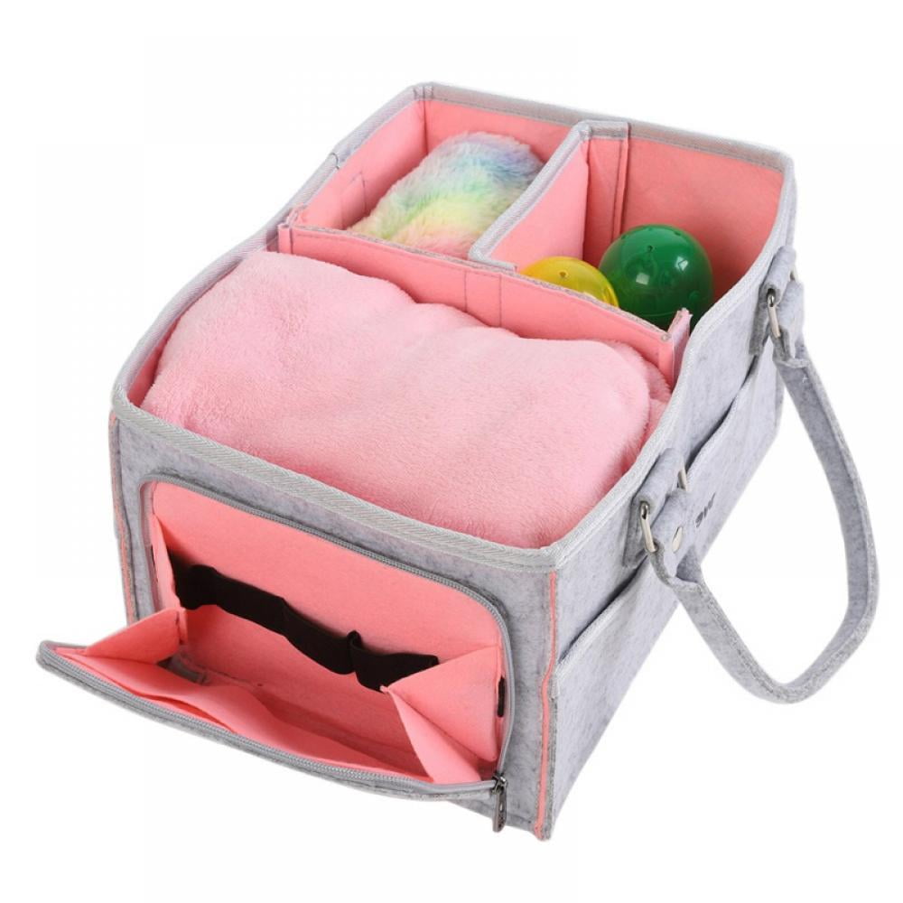Newborn Registry Must Have Baby Shower Gift Basket for Boy Girl Light trevel MAMA baby Caddy Diaper Organizer : Portable Diapers Caddy Tote Large Storage Nursery Bin for Diapers Wipes & Toys 