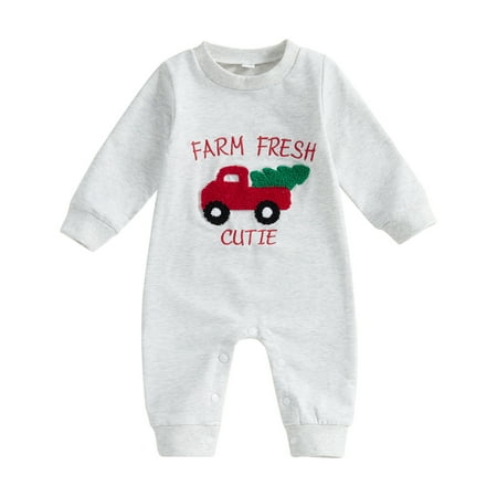 

Gunia Baby Boy Romper Christmas Outfit Xmas Car Long Sleeve Playsuit Toddler Girls Jumpsuit Soft And Comfortable Size 0-3 Months