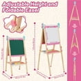 thumbnail image 6 of Ealing Kids Easel with Paper Roll Wooden Standing Easel Foldable Double Sided Adjustable with Magnetic Letters Number Paint Brush,19.16"D x 22"W x 49"H (Pink), 6 of 7