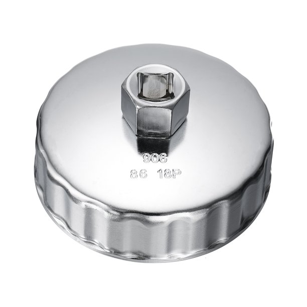 Llave de filtro de aceite Uxcell de 18 flautas, diámetro interior de 65 mm, tipo de copa de acero CR-V con cuadrado de 1/2" para extracción de filtros de aceite (906)