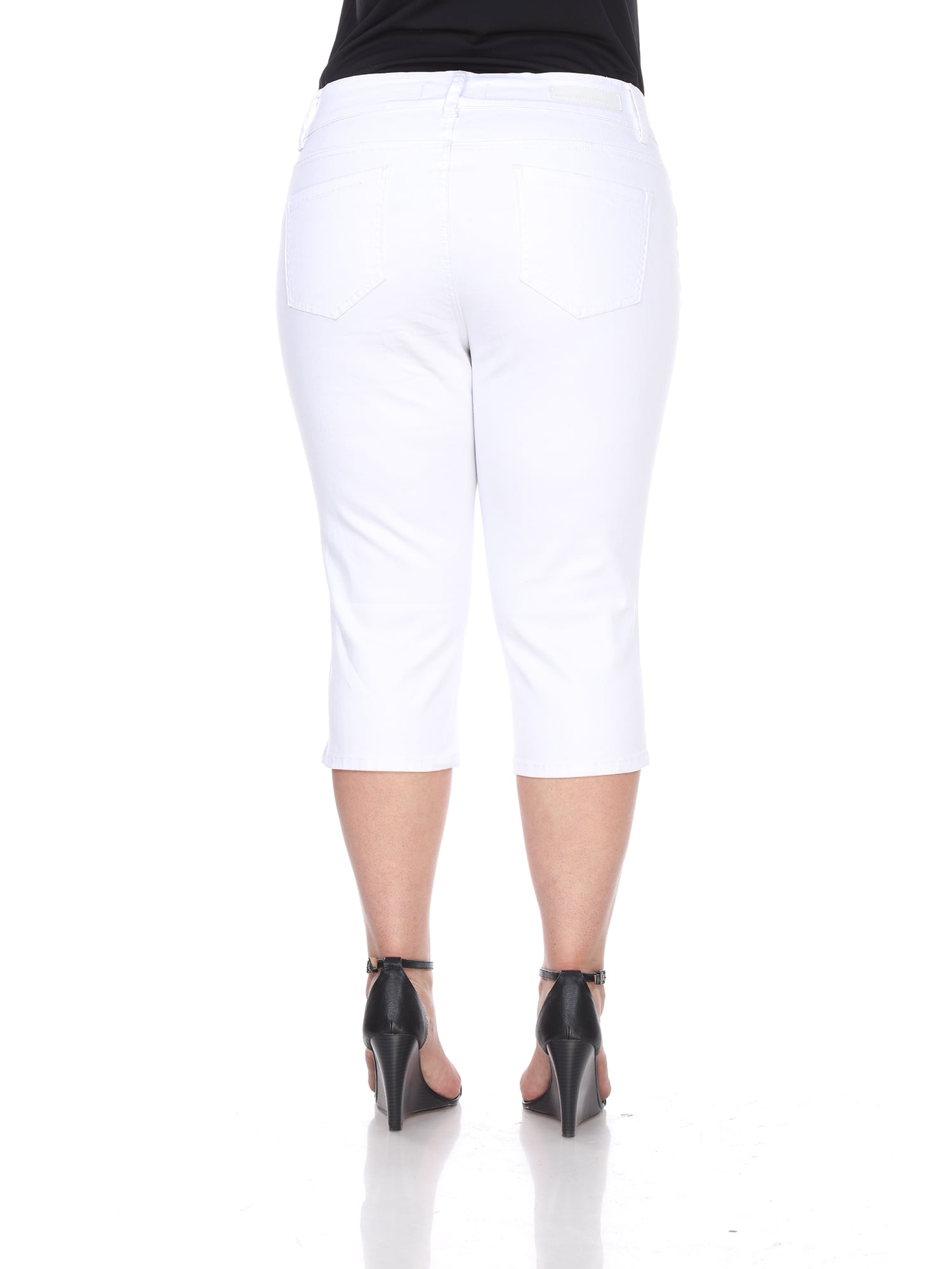 white jean capris plus size