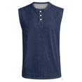 thumbnail image 2 of Zimjoy Mens Tank Tops Summer Casual Workout Loose Fit 3 Button Henley Shirts Lightweight Muscle Sleeveless Tee Shirts with Pockets Navy 2XL, 2 of 5