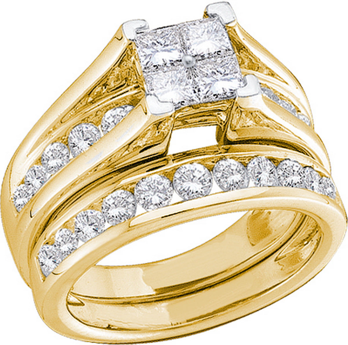 Size 7 - 14k Yellow Gold Princess Cut Diamond Bridal Wedding Engagement ...