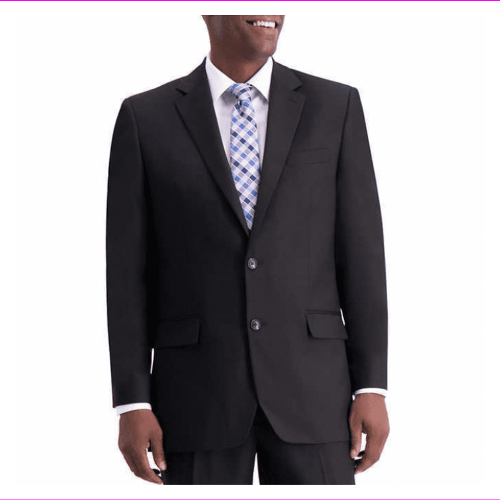 Haggar Mens' Textured Weave Suit Jacket 48 LONG/Black