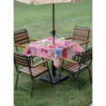 thumbnail image 4 of Outdoor Tablecloth with Umbrella Hole for Patio/Picnic/Party/Camping, Pink Spring Floral Waterproof Table Cloth Square Cover Washable, Watercolor Birds Farmhouse Art (54"x 54"), 4 of 9
