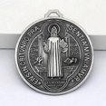 thumbnail image 5 of Antique Metal Saint Benedict Cross Medal Round Large Exorcism StBenedict Pendant Home Wall Hanging Desk Decoration Jewelry, 5 of 5