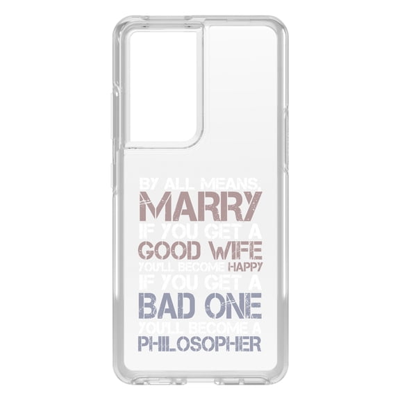 DistinctInk Clear Shockproof Hybrid Case for Galaxy S21 ULTRA 5G (6.8" Screen) - TPU Bumper Acrylic Back Tempered Glass Screen Protector - Marry - Good Wife Become Happy