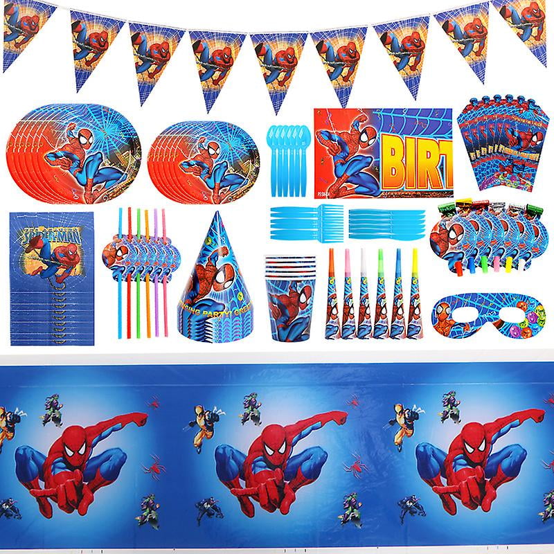 3-Pack Spider-Man Birthday Party Tablecloths - Disposable Plastic Red Hero Cartoon Table Covers, 54x108 Inches For Rectangle Tables