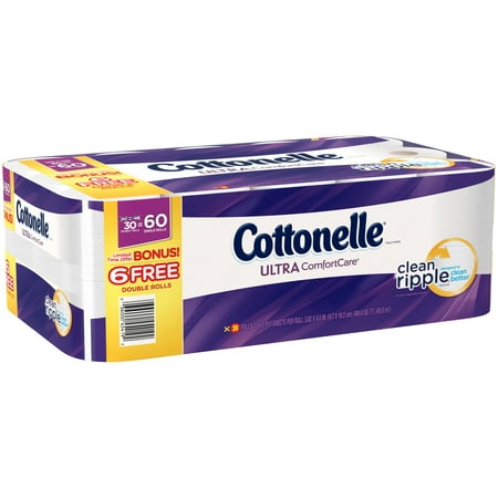 Cottonelle Ultra ComfortCare Double Roll Toilet Paper, Bath Tissue, 30 Rolls