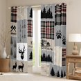 thumbnail image 2 of Rustic Patchwork 30%-50% Blackout Curtains 38"Wx45"L 2 Panels, Retro Cabin Curtains Teens Adult,Woodland Deer Curtains & Drapes Hunting Wild Animal Window Treatments Farmhouse Decor, 2 of 5