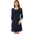 thumbnail image 1 of INSPIRE CHIC Women's Square Neck Ruffle Trim Sheer 3/4 Sleeve Chiffon Mini Dress 2 L, 1 of 5