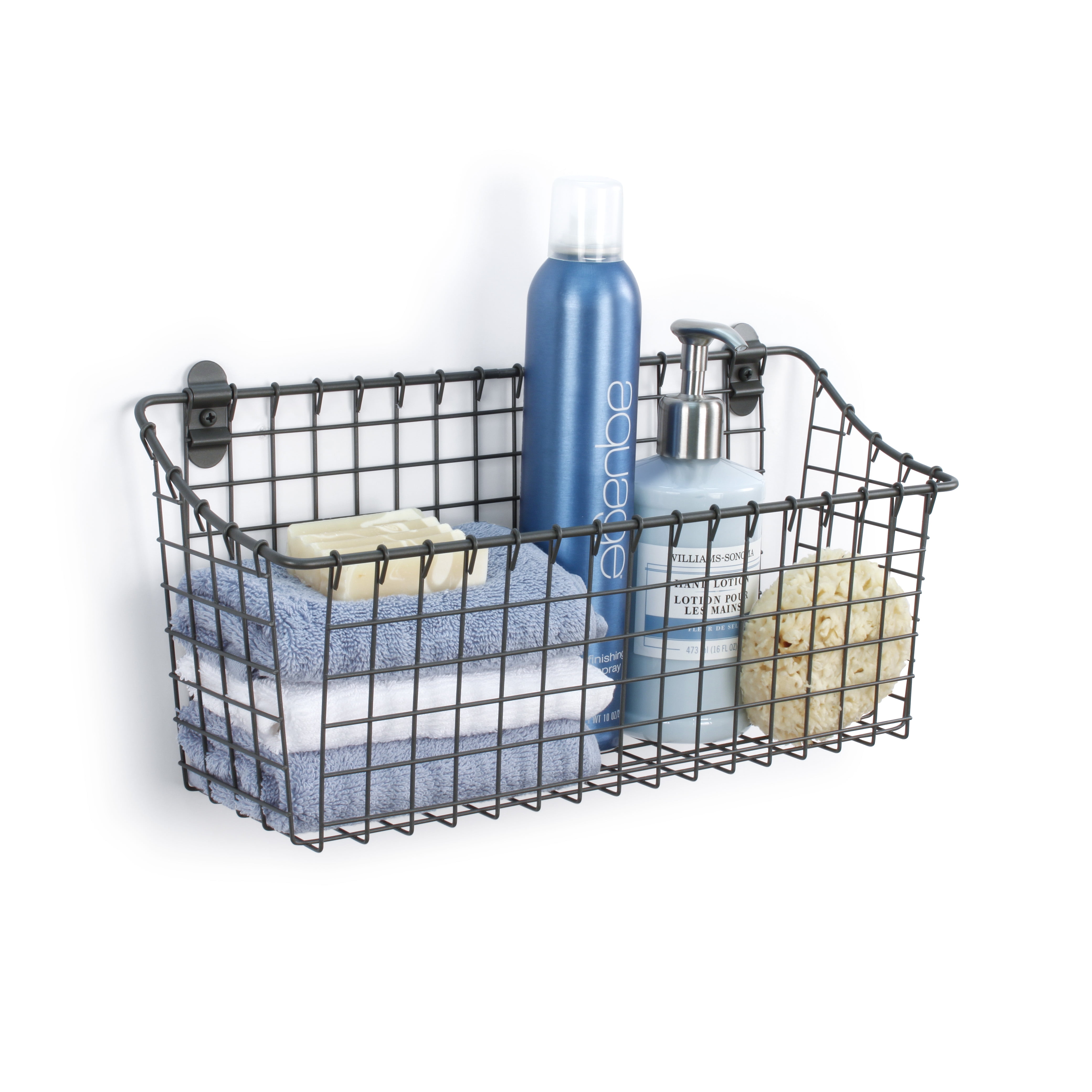 Wall Mount Basket with Paper Towel Holder Industrial Gray, Spectrum