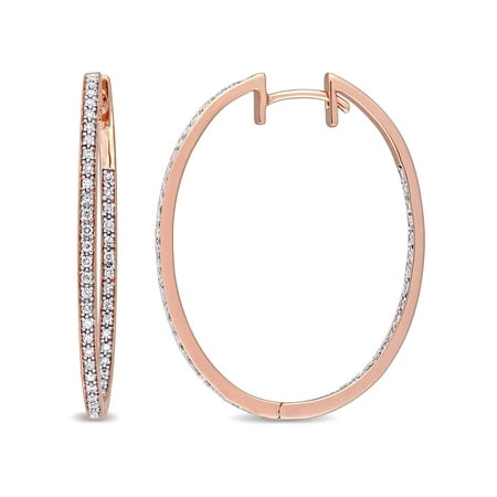 Miabella 2 5 Carat T W Diamond 10kt Rose Gold Hoop Earrings Miabella 2 5 Carat T W Diamond 10kt Rose Gold Hoop Earrings