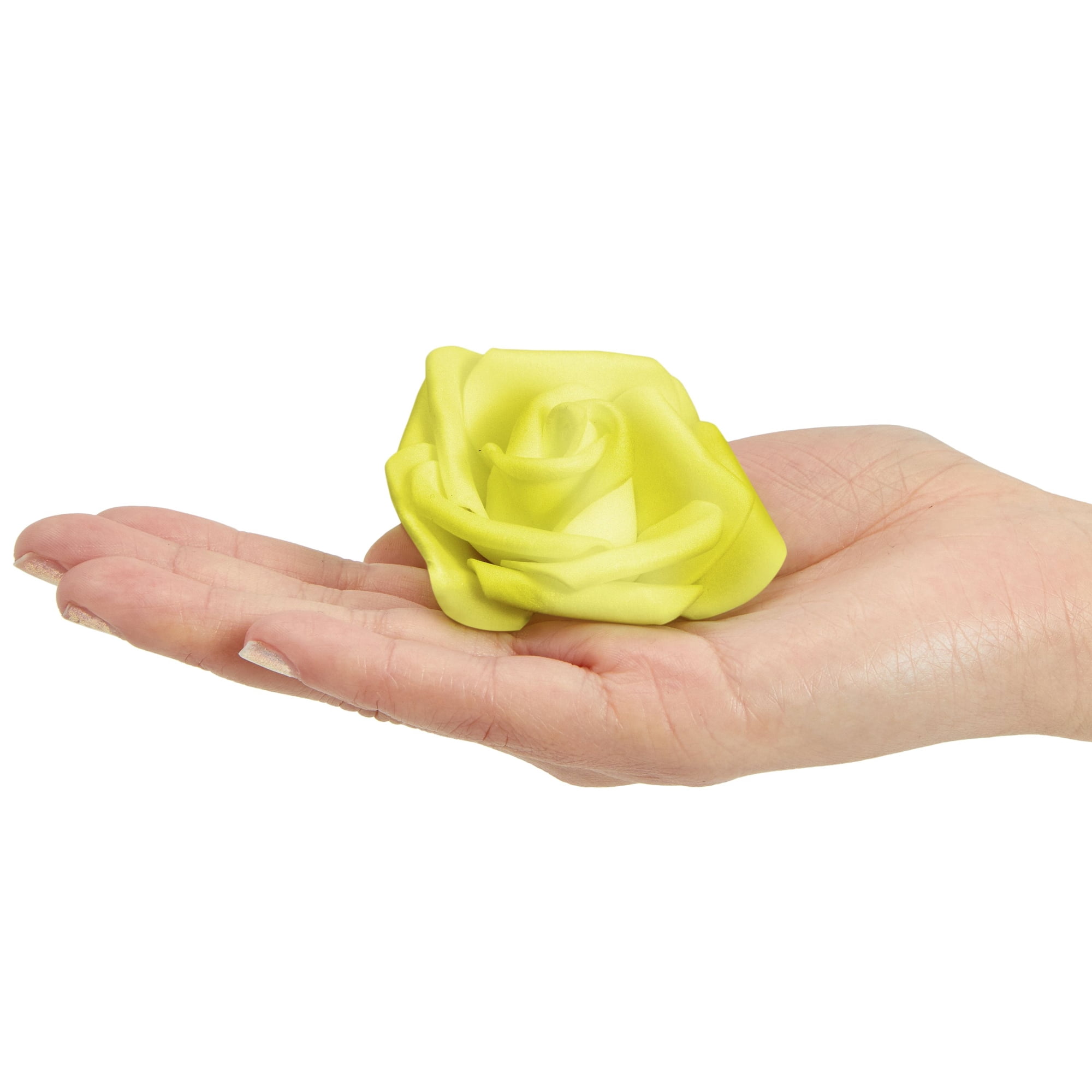 Juvale Artificial Foam Roses - 100-Pack Stemless, Yellow, 3-Inch Diameter - Faux Flowers for Vase Displays, Wedding Decor & Centerpiece Table Decorations