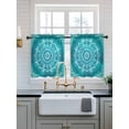 thumbnail image 2 of Turquoise Boho Tier Curtains 24 Inch Length,Sheer Curtains for Bedroom Living Room Window Abstract Art Floral Ethnic Tribal Rod Pocket Drapes Kitchen Curtains Small Half Window 27.5"x24" 2 Panels, 2 of 6