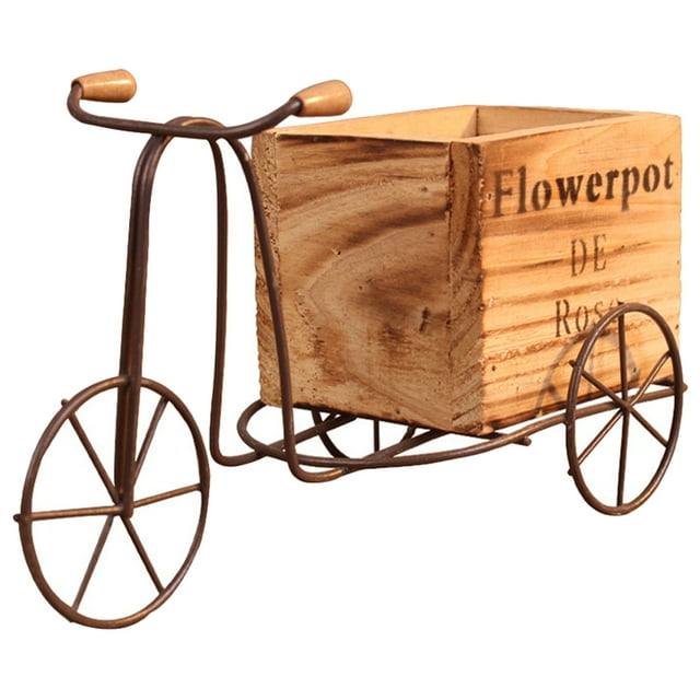 Shisuyan 1 Set Iron Tricycle Plant Stand Rustic Style Flower Pot Bike Planter Holder Desktop Decoration