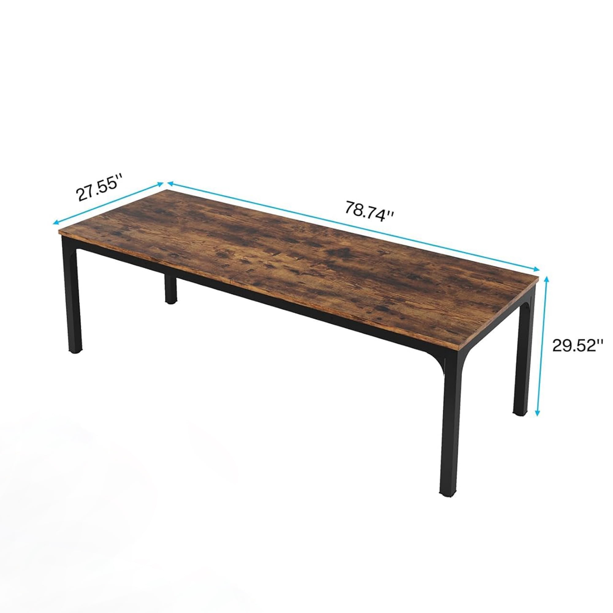 MAYEERTY 78.7" Extra Long Industrial Double Workstation Desk, 2-Person Home Office Desk with Heavy-Duty Metal Frame, 200lbs Capacity MDF Tabletop