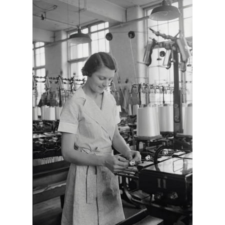 American Silk Mills Woman quilling rayon at the William Skinner and Sons Silk Mill 1936 Poster Print by Stocktrek Images ()