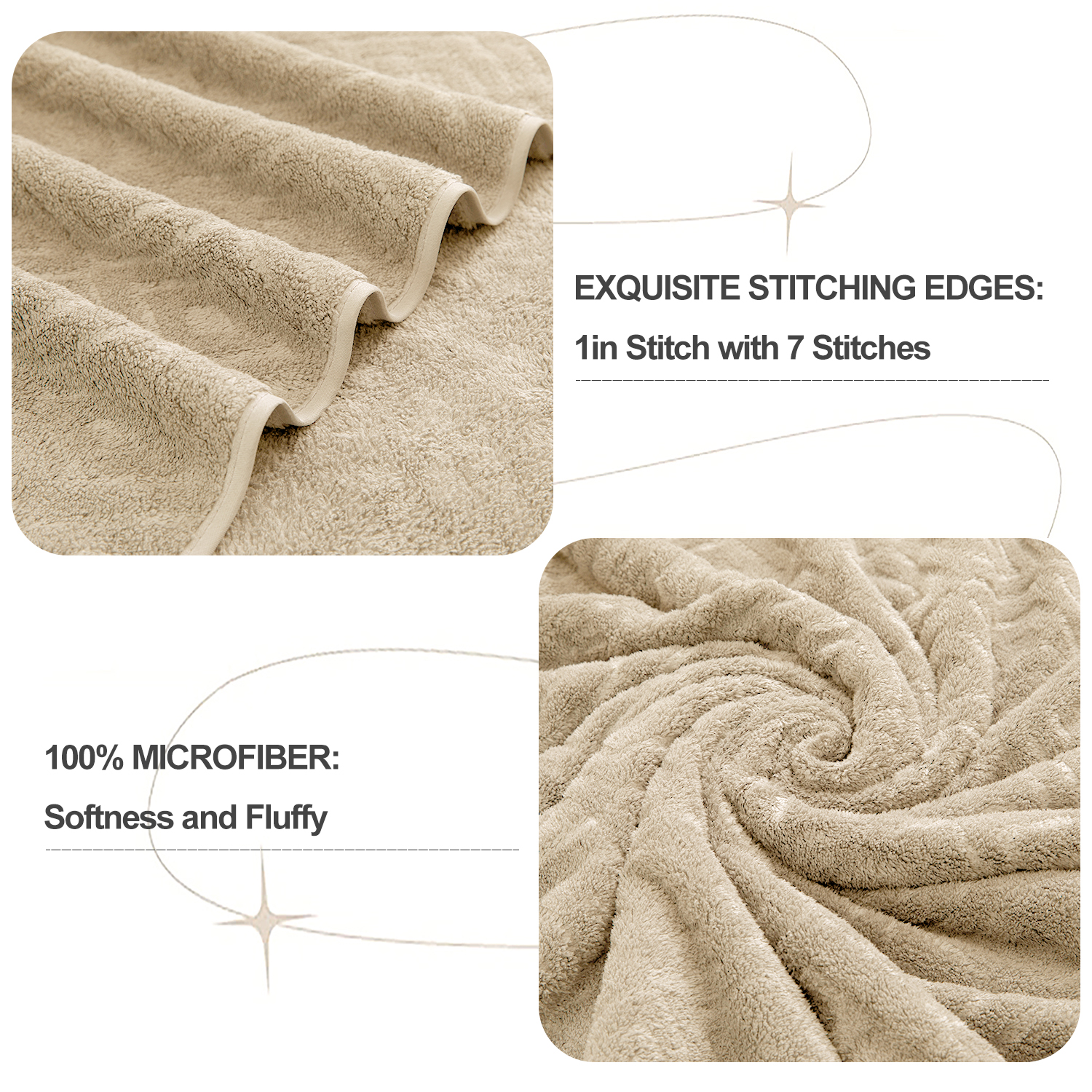 12 Piece Family Towels Set for Bathroom, Quick Drying, High Absorbent Ultra Soft Towel Sheet, Includes 4 Bath Towels, 4 Hand Towels, & 4 Washcloths (Dark Camel)