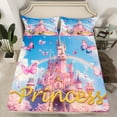 thumbnail image 2 of Feelyou Princess Castle Twin Sheet Sets, Dreamy Fairy Tale Twin Fitted Sheet, Butterfly Rainbow Flat Sheet, Cute Girls Room Decor, 2 of 7