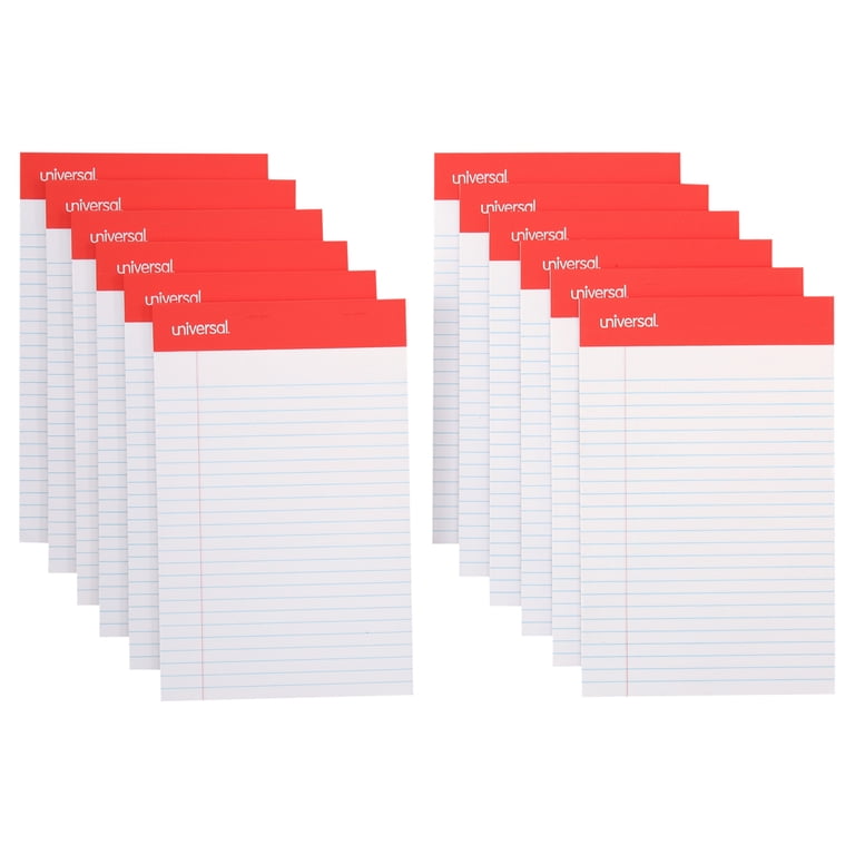 Universal Narrow-Ruled Writing Pads, 5 X 8 Inches, White, 50 Sheets Per Pad (Pack Of 12)