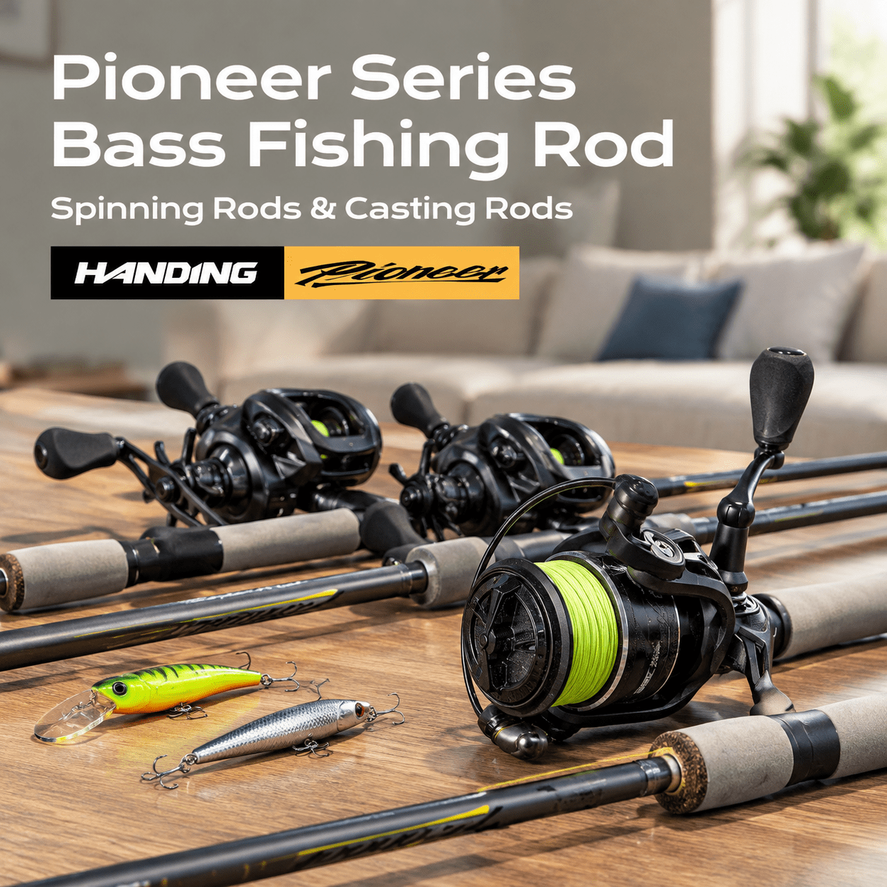 Pioneer Fishing Rod 2-piece Baitcaster & Spinning