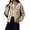 Khaki, variant on Womens Zip Up Stand Collar Jacket Multi Pocket Drawstring Hem Outerwear
