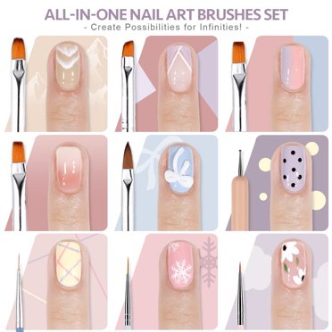 LINKPAL 8-Piece Nail Art Brush Set – Acrylic Gel Polish Painting & Drawing Pens