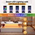 thumbnail image 3 of Morufur Lift Up Coffee Table with Hidden Storage, Modern Rectangle Coffee Tables with 4 Drawers and LED Lights for Living Room, White, 3 of 10