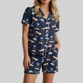 thumbnail image 7 of felwors Funny Graphic Pajamas for Women Set Button Down Short Sleeve Top and Shorts Pjs Sets Sleepwear XS-XXL Dark Blue, XXXL, 7 of 7