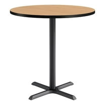 KFI Studios 42in Round Dining Table - 42in H - Natural Top - Black Base
