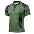 thumbnail image 4 of GrmtClth Mens 1776 2026 Usa Camo Raglan Polo Shirt Patriotic American Flag Print Vacation Tops Collared Trendy Short Sleeve Button Golf Polos Light Green XL, 4 of 5