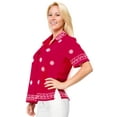 thumbnail image 3 of HAPPY BAY Women's Casual Solid Hawaiian Blouse Shirt V Neck Blouses Button Down Short Sleeve Dress Tops Tee Shirts for Women L plus-size Fuscia, Embroidery Floral, 3 of 3