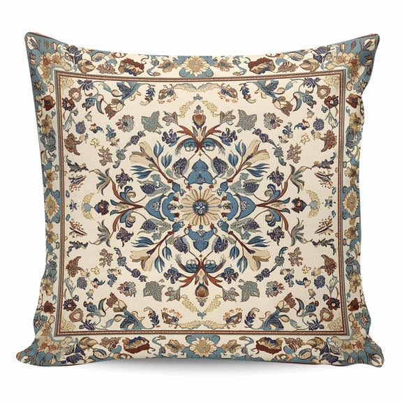 Throw Pillow Covers 18x18 Inch, Boho Southwestern Decorative Pillow Cases for Couch Sofa Bed, Vintage Retro Geometric Ethnic Cotton Linen Square Home Decor Pillowcases with Hidden Zipper