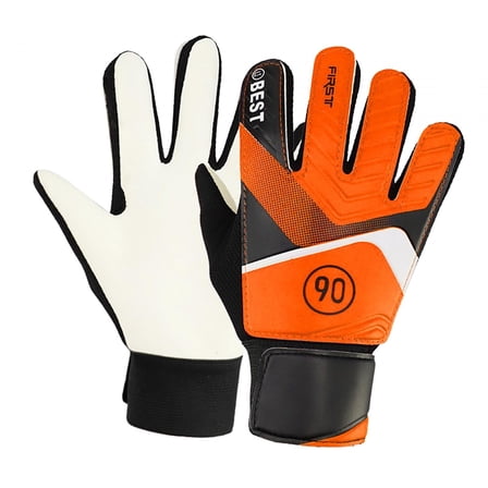 TELOLY Kids Goalkeeper Gloves for Boys Girls Finger Protection with Grip Palms High Performance Soccer Goalie Gloves Football Gloves Orange