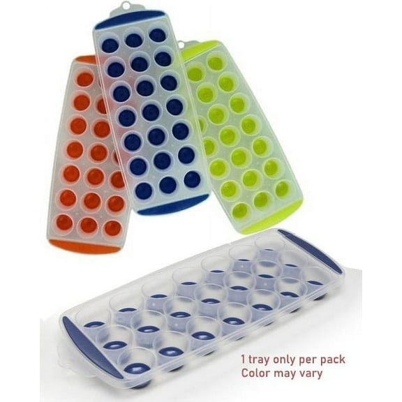 Ice Cube Tray with Flexible Silicone Bottom Easy Push Pop Out Round 1 Tray Per Pack Color May Vary