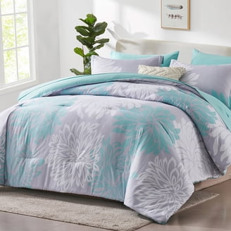 Holawakaka King 6-Piece Floral Comforter Set - Grey With Yellow Flowers, Ultra Soft Microfiber Bedding