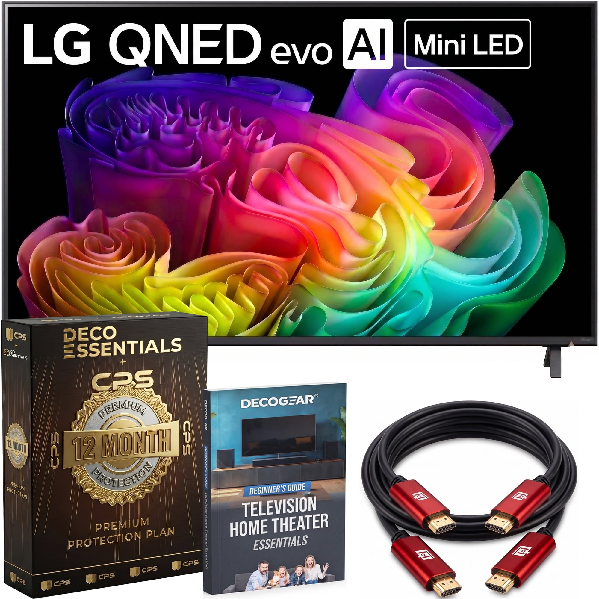 LG 55" QNED evo AI QNED84B Mini LED 4K Smart TV 55QNED84BUA Bundle with 1 YR CPS Enhanced Protection Pack, 2x 6FT HDMI Cable and Deco Gear Home Theater Beginner's Guide
