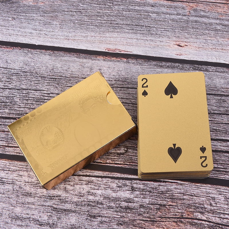 1x waterproof gold plated porker PVC plastic playing cards for table games ZF 1x waterproof gold plated porker PVC plastic playing cards for table games ZF