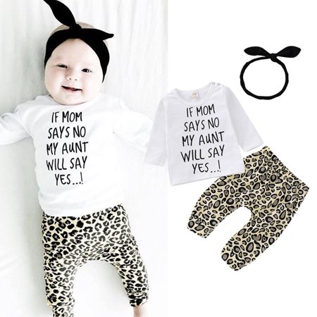 Best 3PCS Baby Girls Outfits T-shirt Tops+Leopard Pants Set Toddler Clothes (Best Suit Designs Girl)
